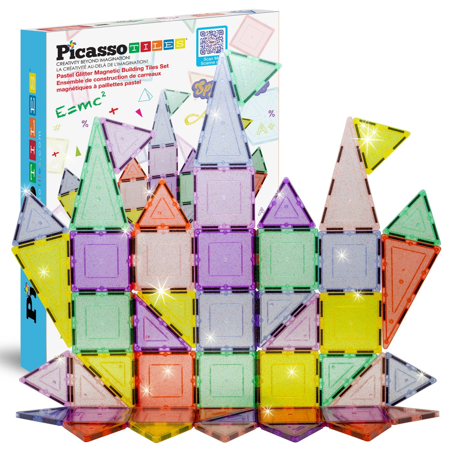 PicassoTiles - PicassoTiles 48pc Glitter Magnetic Tile Building Set
