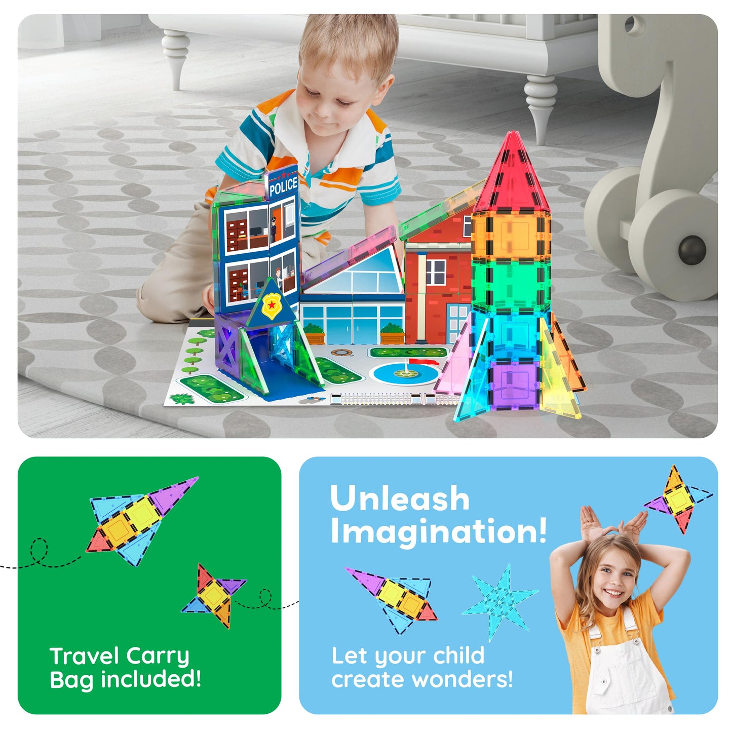 PicassoTiles - PicassoTiles 32pc Rocket Magnetic Tile Building Set