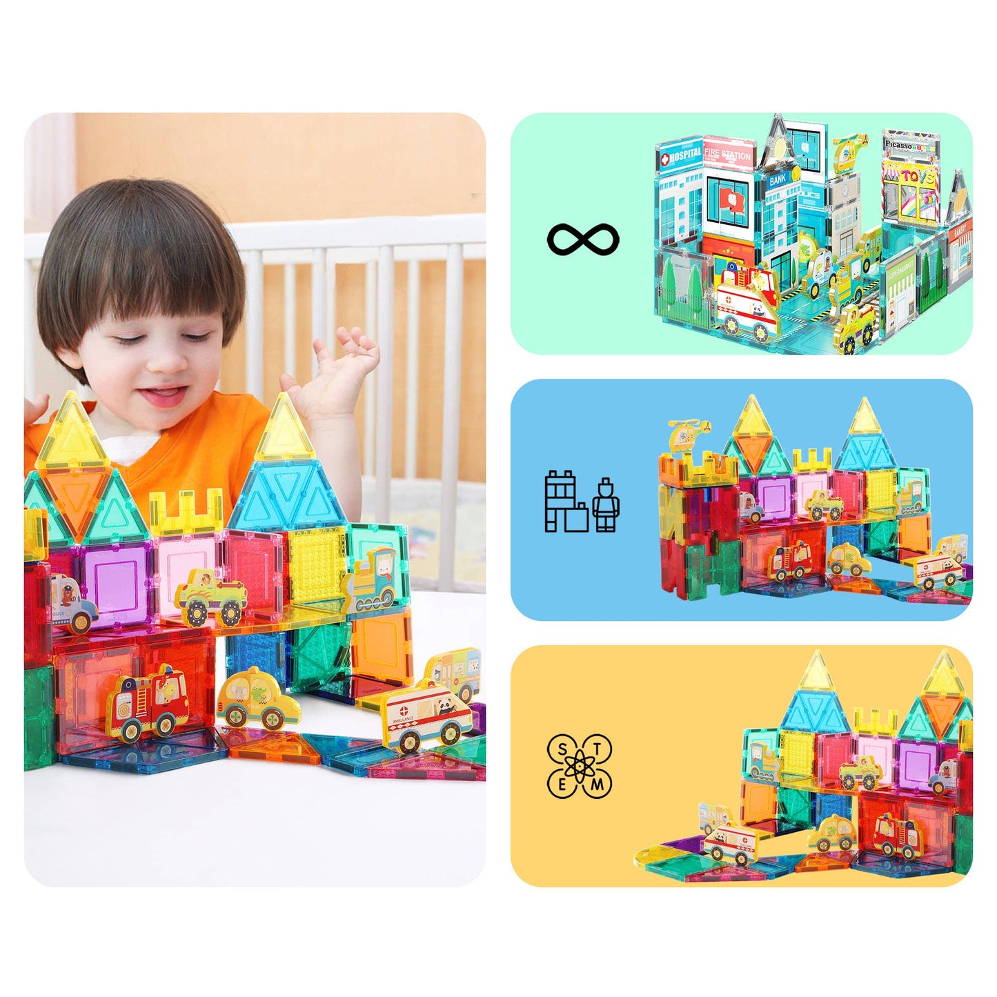 PicassoTiles - PicassoTiles 8pc Metro City Magnetic Action Figures