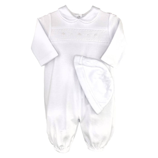 Smocked Knit Convertible Gown w/ Hat