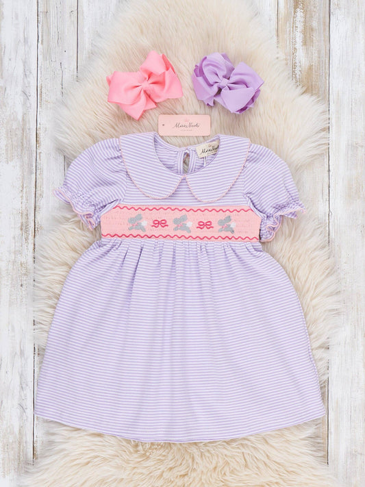 Hop & Bow Smocked Cotton Dress