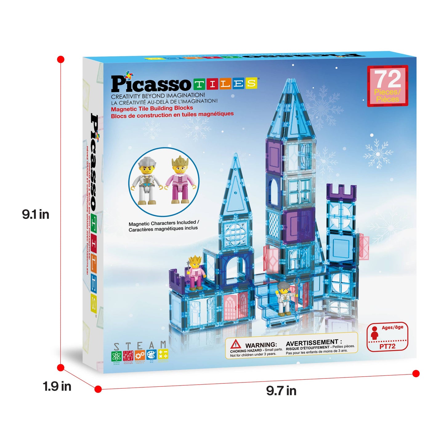PicassoTiles - PicassoTiles 72pc Ice Castle Magnetic Tile Building Set
