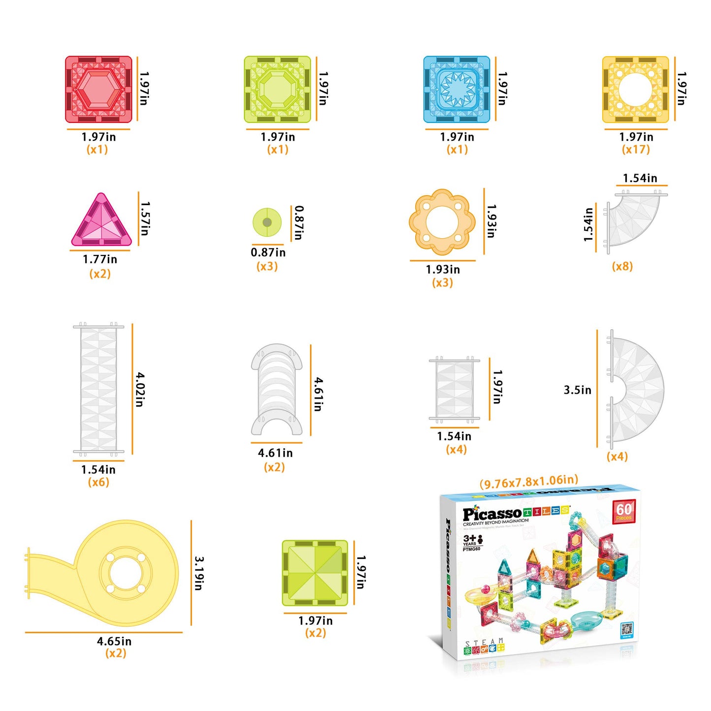 PicassoTiles - PicassoTiles 60pc Travel Size Marble Run Building Set