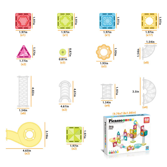 PicassoTiles - PicassoTiles 60pc Travel Size Marble Run Building Set