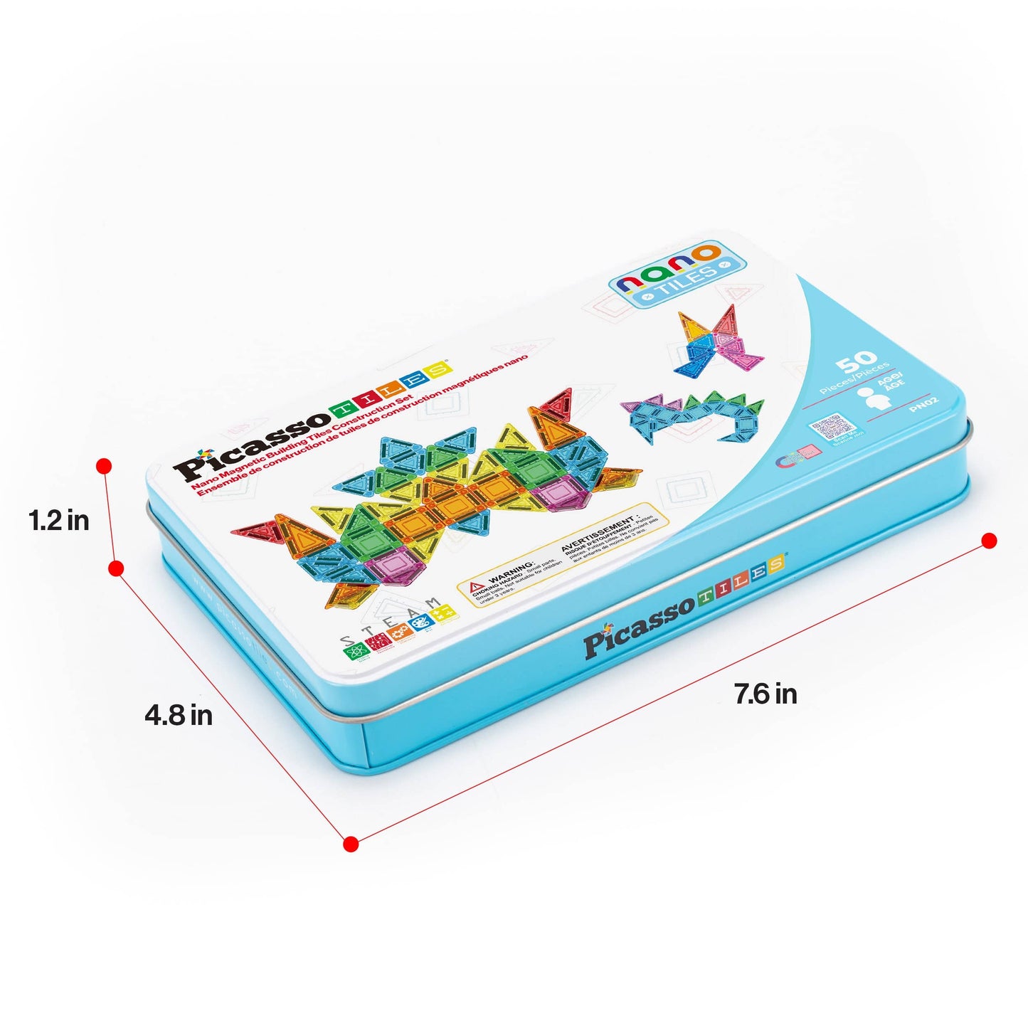 PicassoTiles - 50pc Nano Magnetic Building Tiles Construction Travel Set