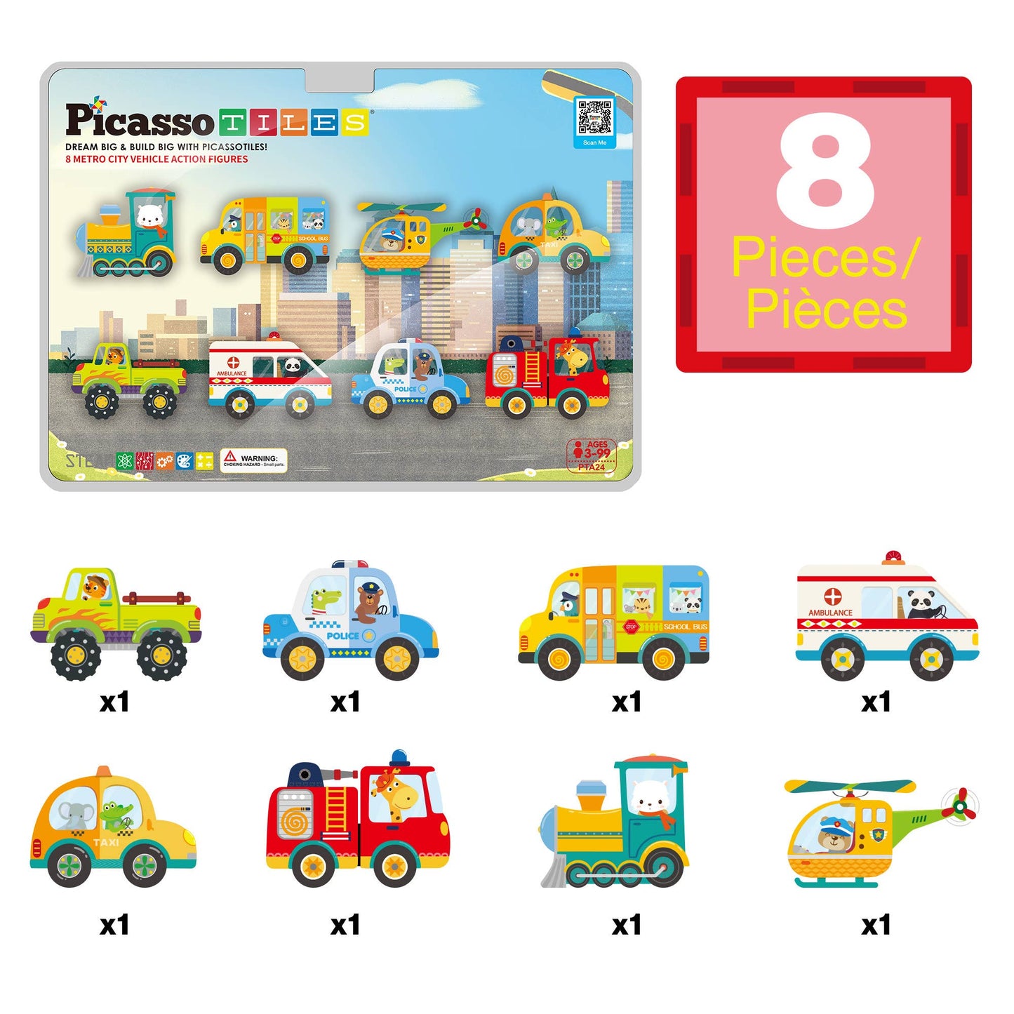 PicassoTiles - PicassoTiles 8pc Metro City Magnetic Action Figures