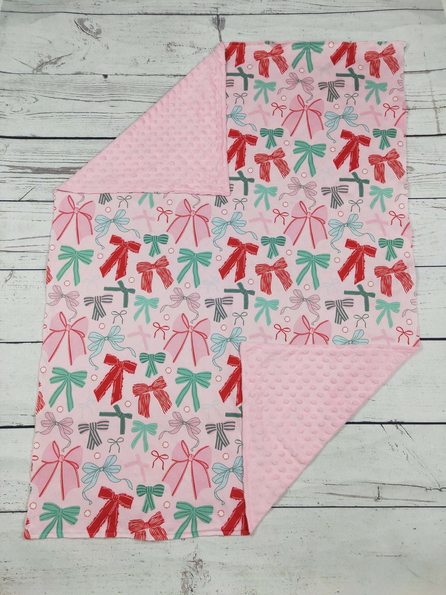 Baby Girl Bow Printed Pink Blanket