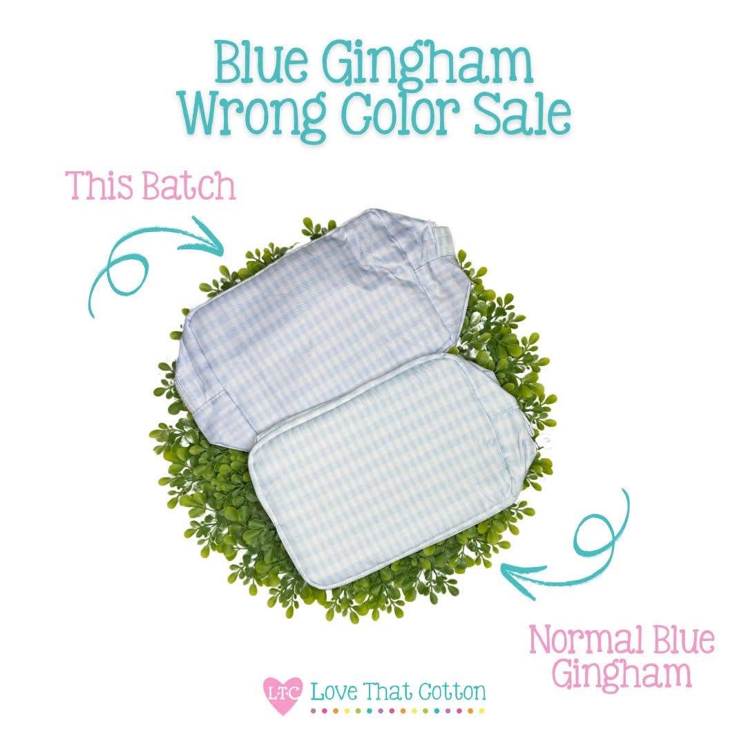 Light Blue Gingham Nylon Luggage