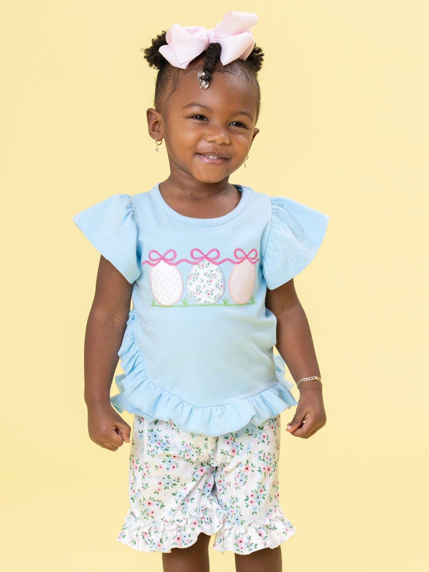 Ribbons & Eggs Garden Embroidered Ruffle Short Set