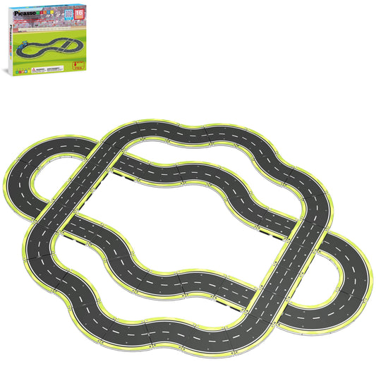 PicassoTiles - PicassoTiles Magnetic Car Track Set - Speedway Themed Set